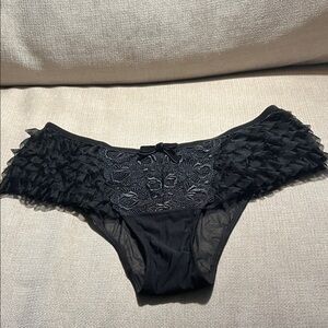 Victoria's Secret Black Lace Ruffle Panties